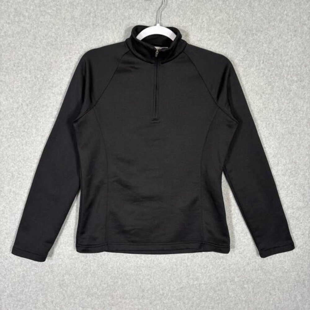 Ashworth Top Women Medium Black 1/4 Zip Base Layer Tight Running Performance